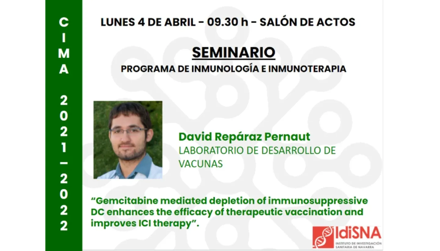 Imagen Seminario Inmunología e Inmunoterapia con David Reparaz